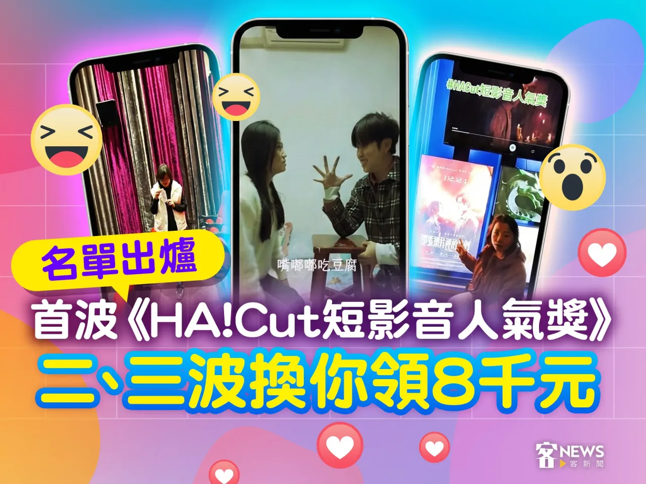 Read more about the article 首波《HA!Cut短影音人氣獎》名單出爐　二、三波換你領8千元
